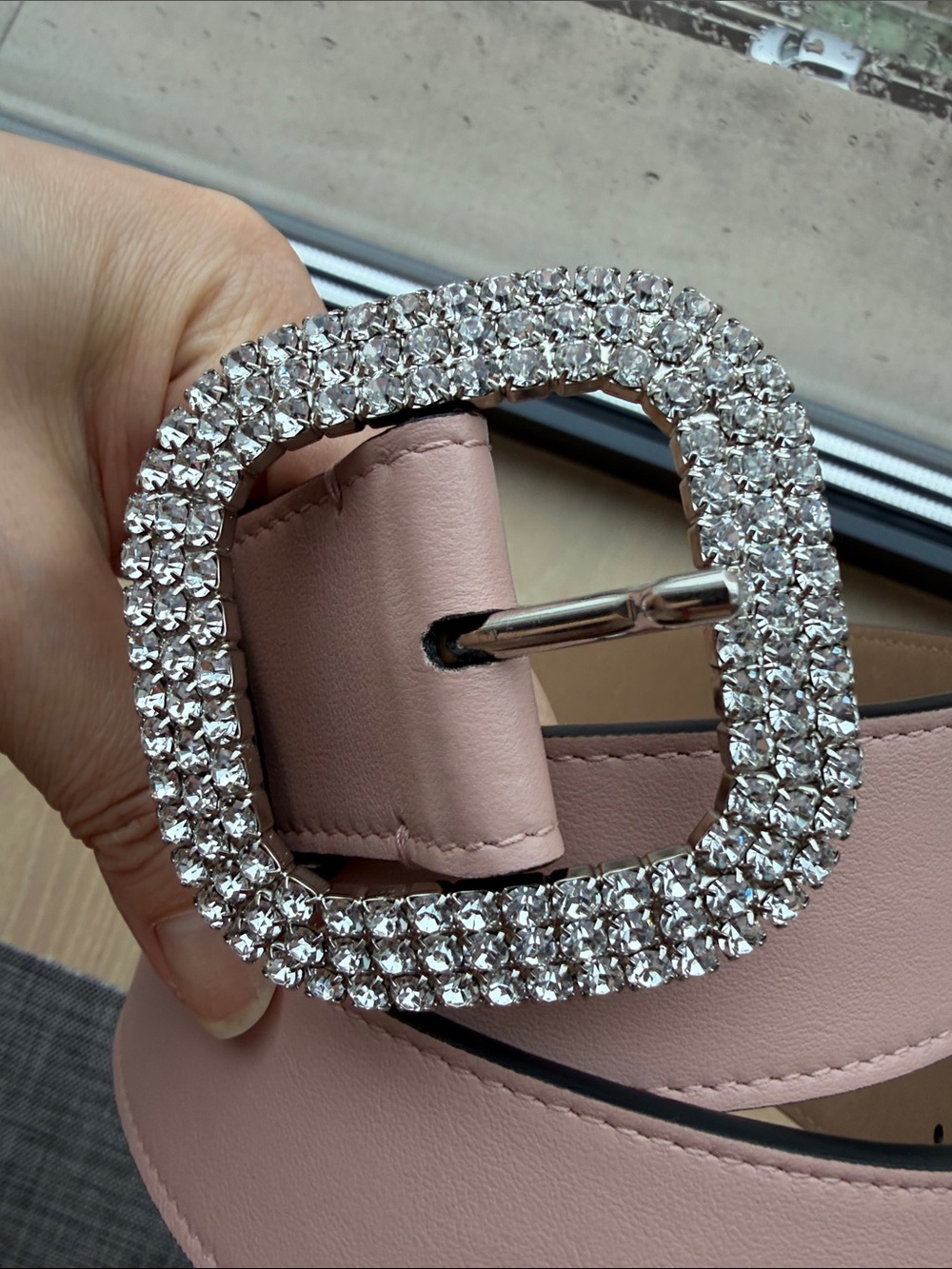 KATE CATE pink Leather Spark Belt sz 80